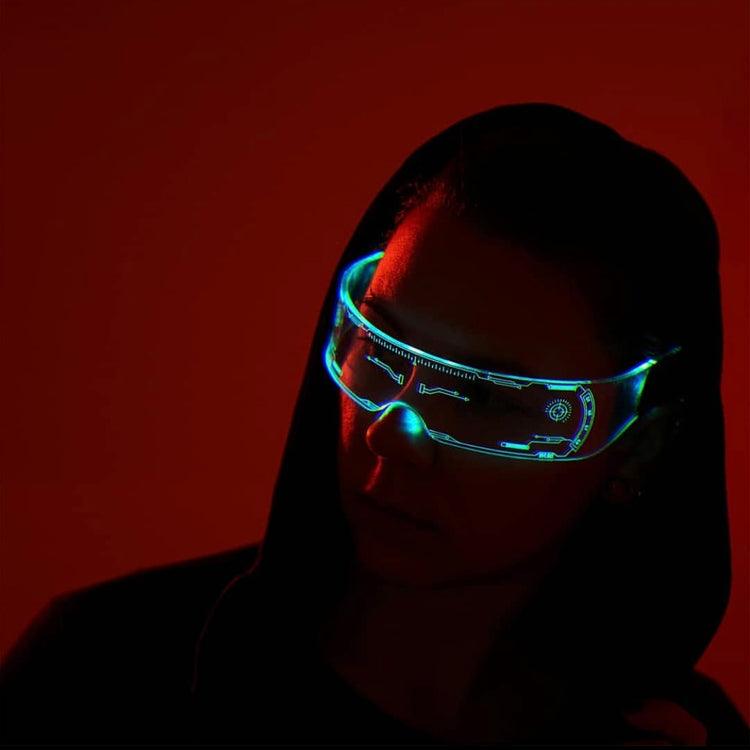 LED Visor Glasses Cyberpunk, Light Up Glasses with 7 Colors and 5 Modes, Luminous Glasses for Cosplay Halloween - Lasercutwraps Shop