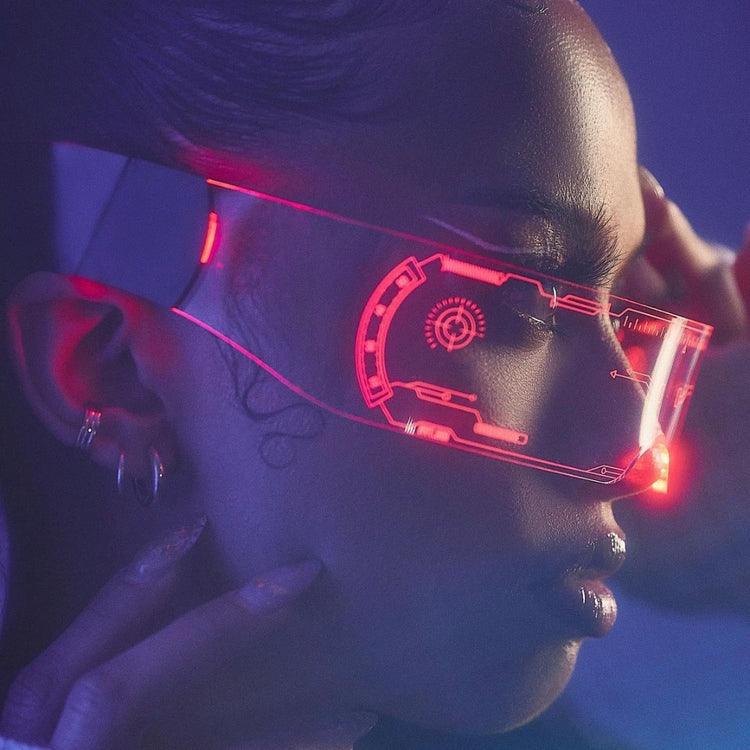 Lunettes lumineuses LED pour adultes, avec 7 couleurs de verres Led, style Cyber Lunettes lumineuses LED pour adultes, avec 7 couleurs de verres Led, style Cyber