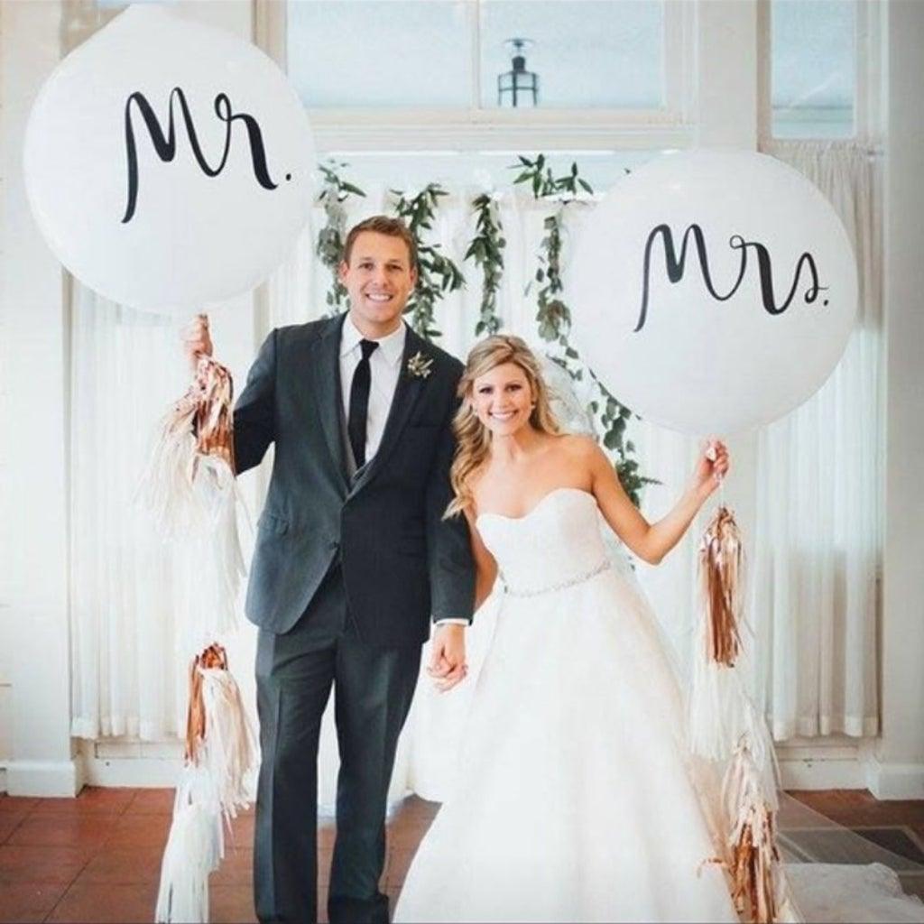 36 Inch Giant Wedding Balloons Mr. & Mrs. White Balloons for Wedding - Lasercutwraps Shop