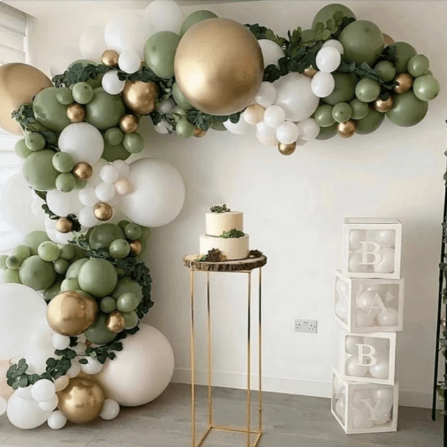 152pcs Olive Green and White Balloon Garland Arch Kit Green White Gold Peach Balloons Retro Green Balloon Set for Wedding Birthday Baby Shower - Lasercutwraps Shop