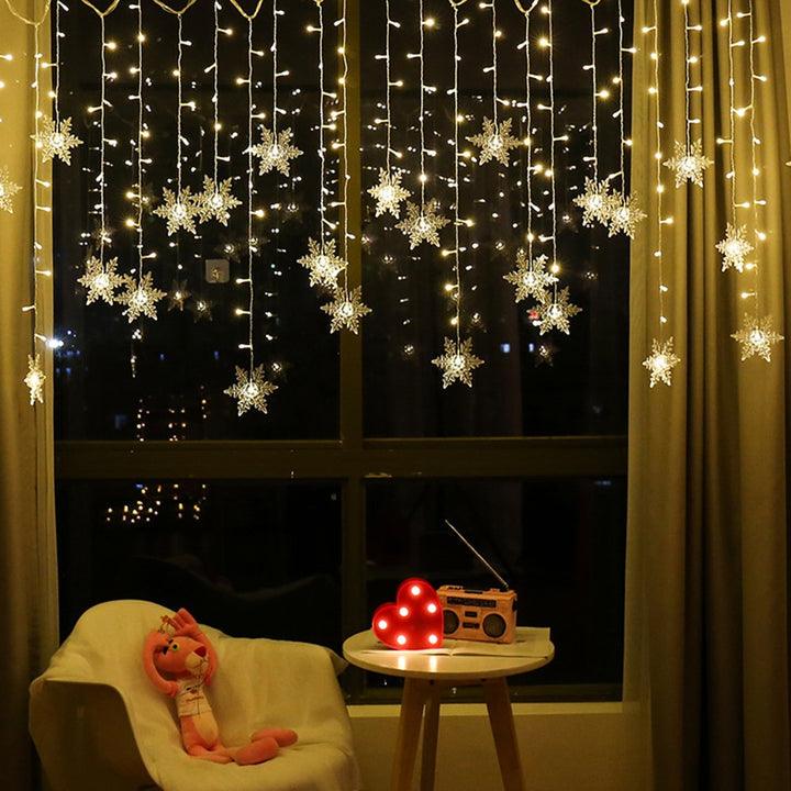 Snowflakes LED Curtain String Lights Christmas Window Curtain Light Plug in String Light for Christmas, Wedding, Birthday Party, Indoor and Outdoor - Lasercutwraps Shop