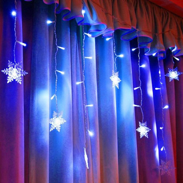 Snowflakes LED Curtain String Lights Christmas Window Curtain Light Plug in String Light for Christmas, Wedding, Birthday Party, Indoor and Outdoor - Lasercutwraps Shop