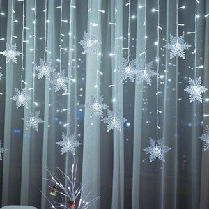Snowflakes LED Curtain String Lights Christmas Window Curtain Light Plug in String Light for Christmas, Wedding, Birthday Party, Indoor and Outdoor - Lasercutwraps Shop