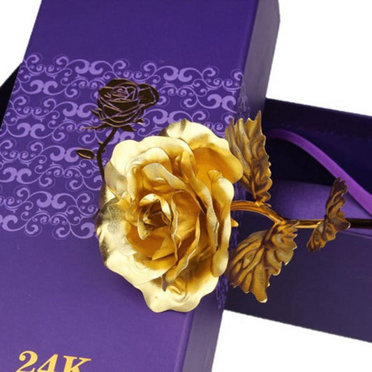 24K Gold Rose Gifts for Mom, Rose Flower with Gift Box - Lasercutwraps Shop