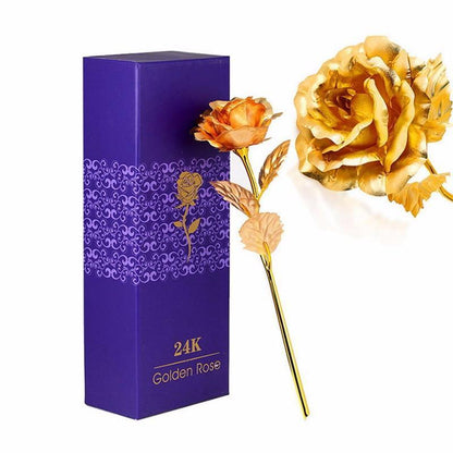 24K Gold Rose Gifts for Mom, Rose Flower with Gift Box - Lasercutwraps Shop