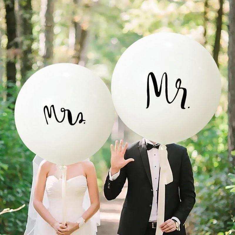 36 Inch Giant Wedding Balloons Mr. & Mrs. White Balloons for Wedding - Lasercutwraps Shop