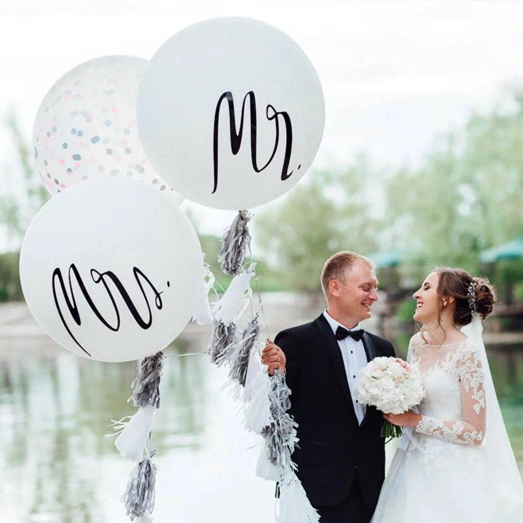 36 Inch Giant Wedding Balloons Mr. & Mrs. White Balloons for Wedding - Lasercutwraps Shop