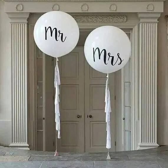 36 Inch Giant Wedding Balloons Mr. & Mrs. White Balloons for Wedding - Lasercutwraps Shop