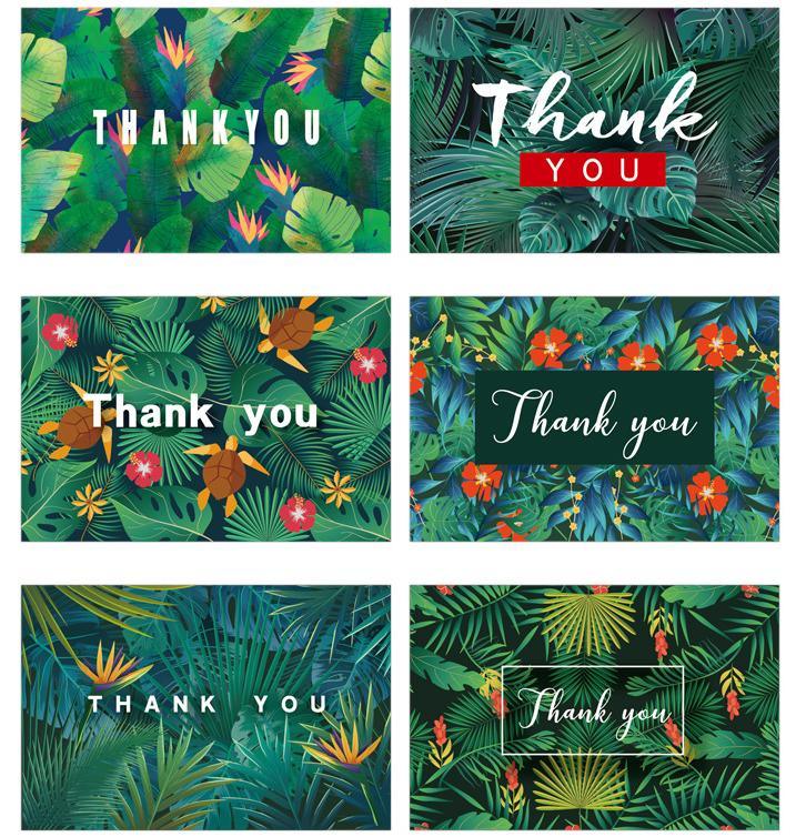Thank You Cards With Envelopes 48 Bulk - Tropical Thank You Cards 6 Design 4 X 6 Inch for Wedding Birthday - Lasercutwraps Shop