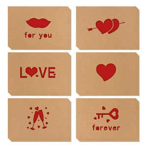 Thank You Cards With Envelopes 48 Bulk - Kraft Paper Love Heart Thank You Cards 6 Design 4 X 6 inch - Lasercutwraps Shop