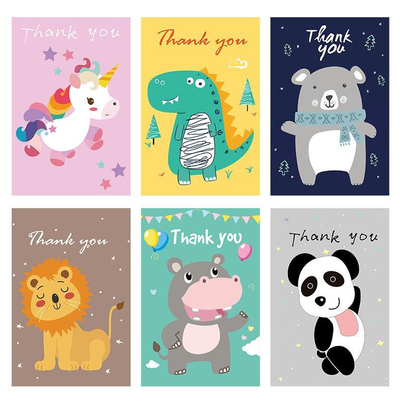 Thank You Cards With Envelopes 48 Bulk - Cartoon Animal Baby Shower Thank You Cards 6 Design 4 X 6 Inch for Birthday - Lasercutwraps Shop