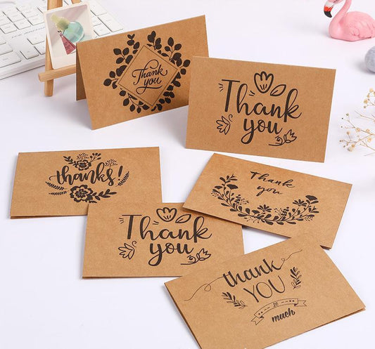 Thank You Cards With Envelopes 48 Bulk - Rustic Kraft Wedding Thank You Cards 6 Design 4 X 6 Inch - Lasercutwraps Shop