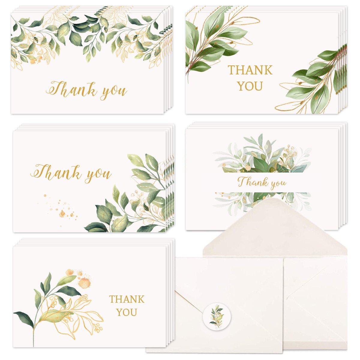Thank You Cards With Envelopes 48 Bulk - Wedding Thank You Cards with Envelopes 6 Design 4 X 6 Inch - Lasercutwraps Shop