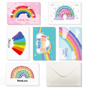 Thank You Cards With Envelopes 48 Bulk - Rainbow Thank You Cards 6 Design 4 X 6 Inch for Birthday and Baby Shower - Lasercutwraps Shop