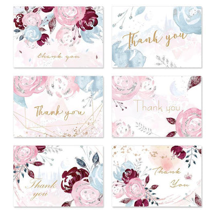 Thank You Cards With Envelopes 48 Bulk - Romantic Wedding Thank You Cards 6 Design 4 X 6 Inch Blank Inside - Lasercutwraps Shop