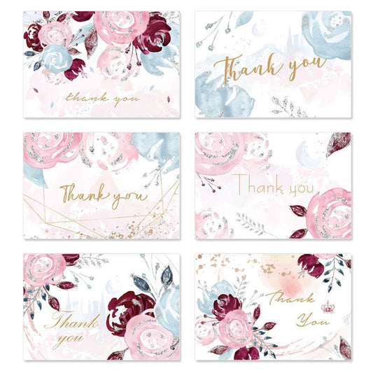 Thank You Cards With Envelopes 48 Bulk - Romantic Wedding Thank You Cards 6 Design 4 X 6 Inch Blank Inside - Lasercutwraps Shop