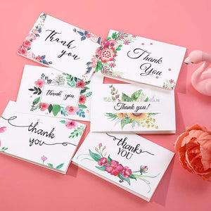 Thank You Cards With Envelopes 48 Bulk - Floral Watercolor Thank You Notes Cards for Wedding 4 X 6 Inch - Lasercutwraps Shop