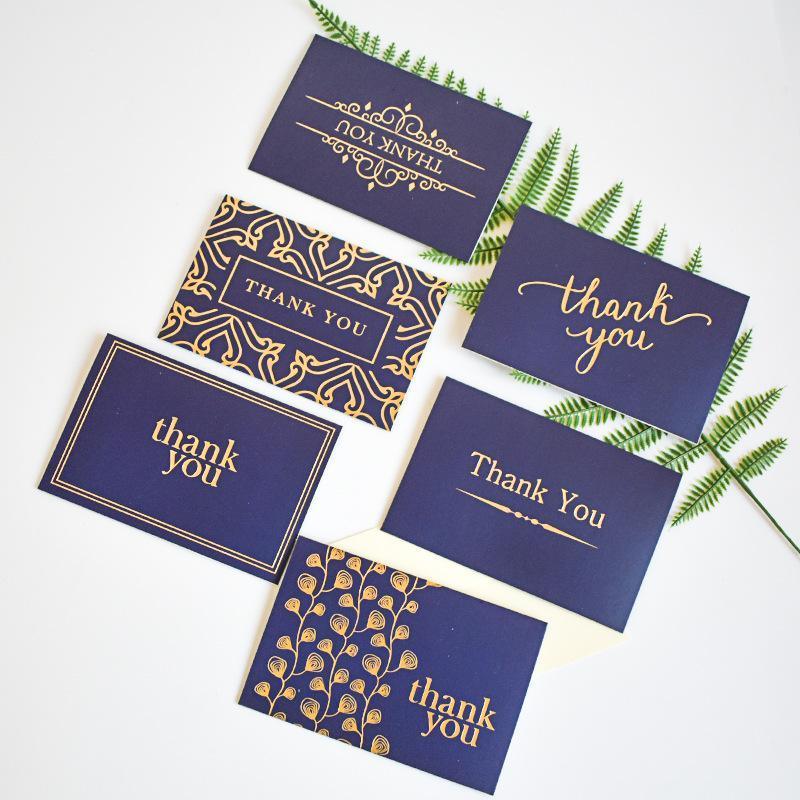 Classy Navy Blue Thank You Cards Bulk- Thank U Greeting Notes, Blank Inside - Lasercutwraps Shop