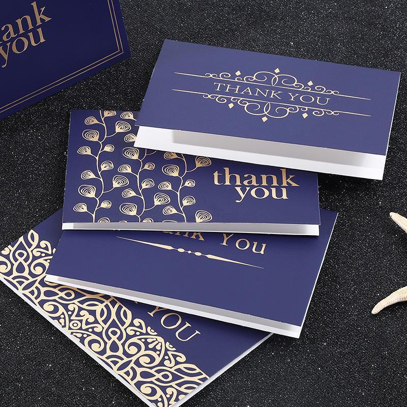 Classy Navy Blue Thank You Cards Bulk- Thank U Greeting Notes, Blank Inside - Lasercutwraps Shop