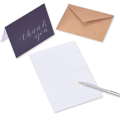 Classy Navy Blue Thank You Cards Bulk- Thank U Greeting Notes, Blank Inside - Lasercutwraps Shop