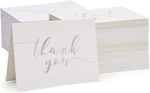 Thank You Cards With Envelopes 48 Bulk - Floral Watercolor Thank You Notes Cards for Wedding 4 X 6 Inch - Lasercutwraps Shop